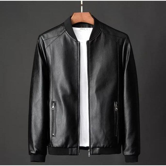 NEW RQ-FOURSIX JACKET KULIT HITAM PRIA TEBAL WATERPOOF KEREN JAKET KULIT DISTRO ORI