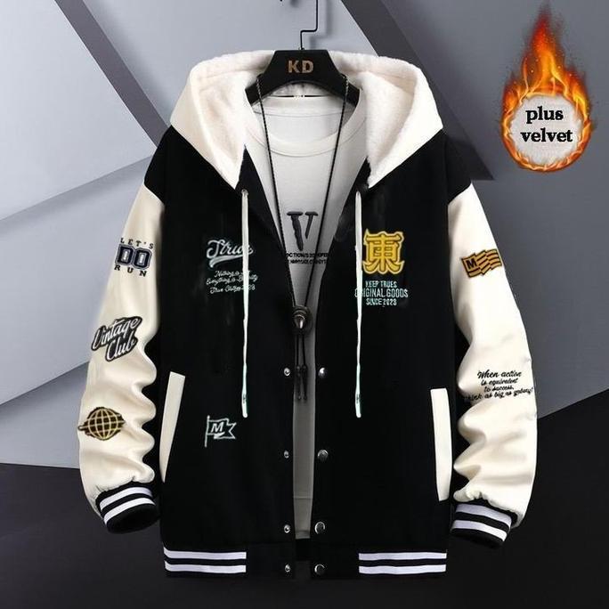 NEW JACKET VARSITY BASEBALL HOODIE BISBOL M - XXL DEWASA ANAK KOREA BAHAN FLEECE TEBAL FULL BORDIR P