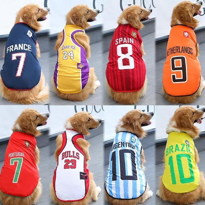JAMIGATI Baju Anjing Besar Jumbo Pakaian Sport Kucing Motif Bola Team Dunia Jersey XXXL 4XL 5XL
