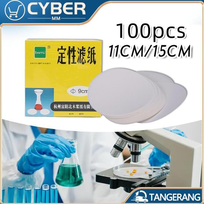 VURYOH 100PCS 11 / 15 cm Kertas Saring Laboratorium Bulat Bahan Serat Katun Kertas Saring Lembaran U