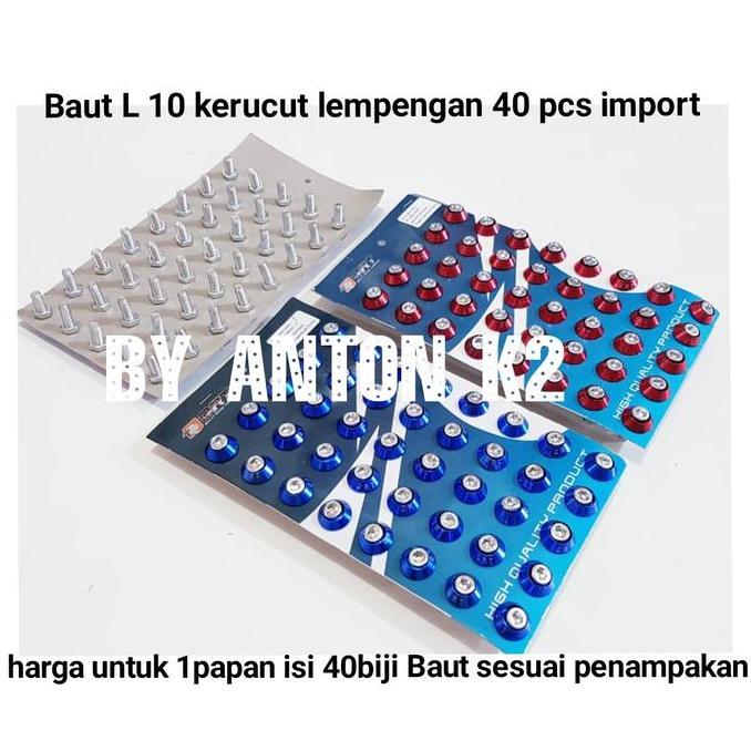 BAUT-SEKRUP L 10 KERUCUT RING MONEL CNC/BAUT PLAT NOMOR BK BODI MOTOR