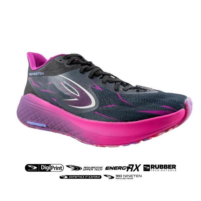 910 Nineten Sepatu Running Kanzaki 2.0 - Hitam/Ungu/Magenta