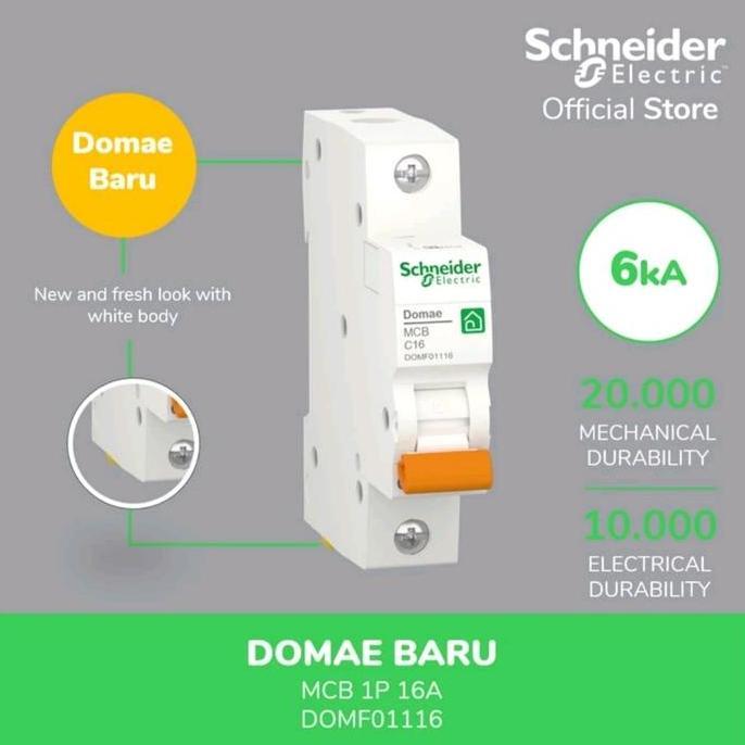 TERLARIS MCB SCHNEIDER DOMAE 1P C16 / SCHNEIDER ELECTRIC MCB DOMAE C16 1 PASS