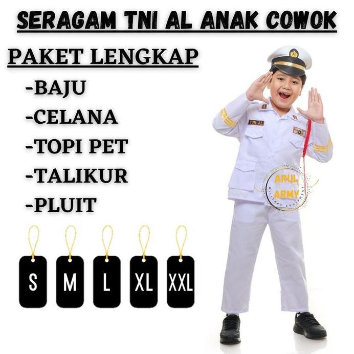 BAJU SERAGAM TNI AL ANAK SETELAN TNI ANGKATAN LAUT ANAK TK PAUD SOKOLAH TNI AL AD AU ANAK KOSTUM PRO