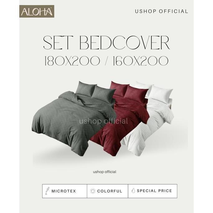 TERLARIS ALOHA BEDCOVER + SPREI POLOS KING QUEEN 180 160 - USHOP
