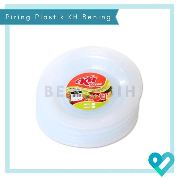 Piring Plastik KH isi 12/Piring Plastik Bening Transparan Lusinan/Piring Plastik Tebal