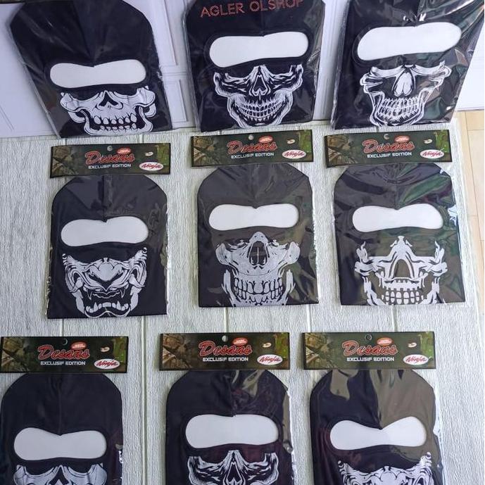 PAKET 3 PCS - Masker Ninja Tengkorak Full Face - Buff Ninja Motif Rahang Tengkorak - Masker Sablon P
