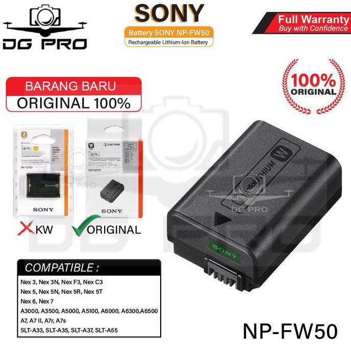 TERBARU - BATTERY SONY NP-FW50 ORIGINAL - BATERAI SONY A7,SONY A6000,A6300,A7R