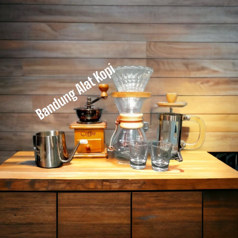 Olg paket alat kopi manual brewing v60 wooden