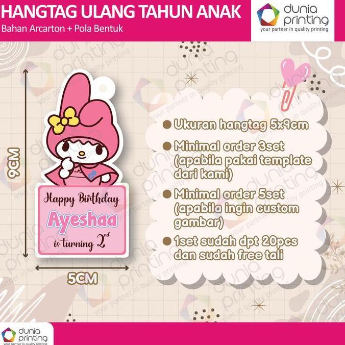 [ISI 20pcs] Hang tag Ulang Tahun Karakter | Hang tag Custom Ulang Tahun | Tag Hampers Ulang Tahun An