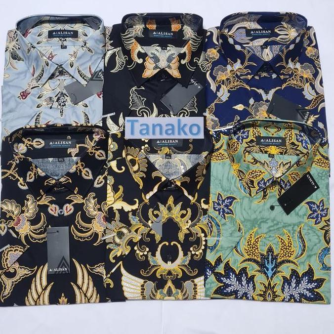 Kemeja Batik ALISAN lengan pendek BIG SIZE 16.5 17. 17.5. Jumbo reguler