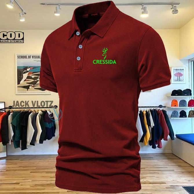 DE105 - T-shrit POLO kerah Cres Text Neon Kaos Kerah Dewasa Shirt / Kaos Pria Polo / Kaos Seragam