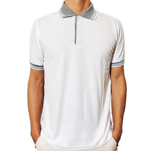 DE73 - KAOS POLO SHIRT LENGAN PENDEK KERAH KOMBINASI BAJU PRIA WANITA POLOS WARNA HITAM PUTIH COKLAT
