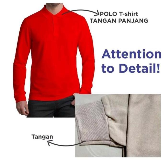DS343 >> BISA COD-Baju Kaos Polo Kerah Pria Dewasa Lengan Panjang Manset/Kaos Polos Pria/Kaos Kekini