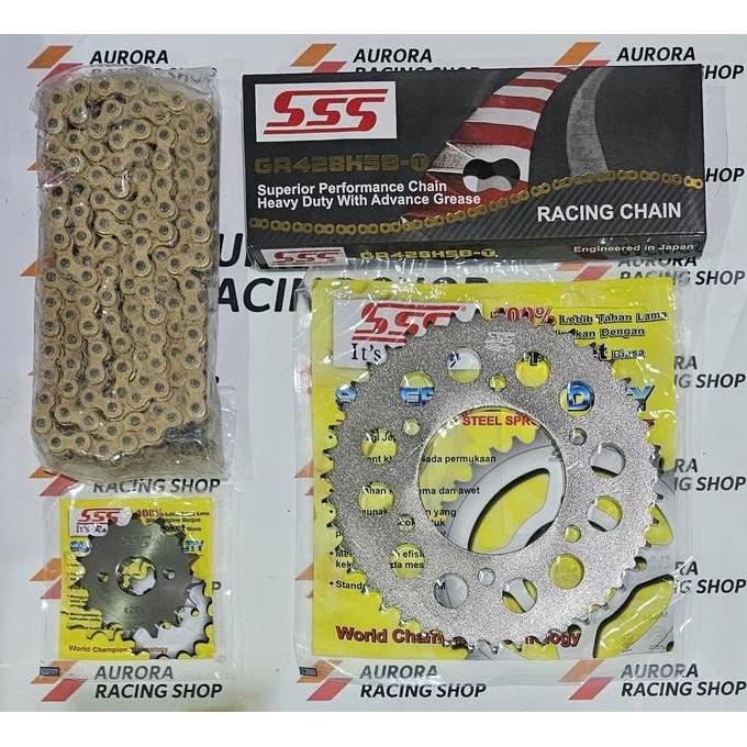 Gear Set SSS 428 Byson & Rantai SSS 428 HSBT Gold Orinal