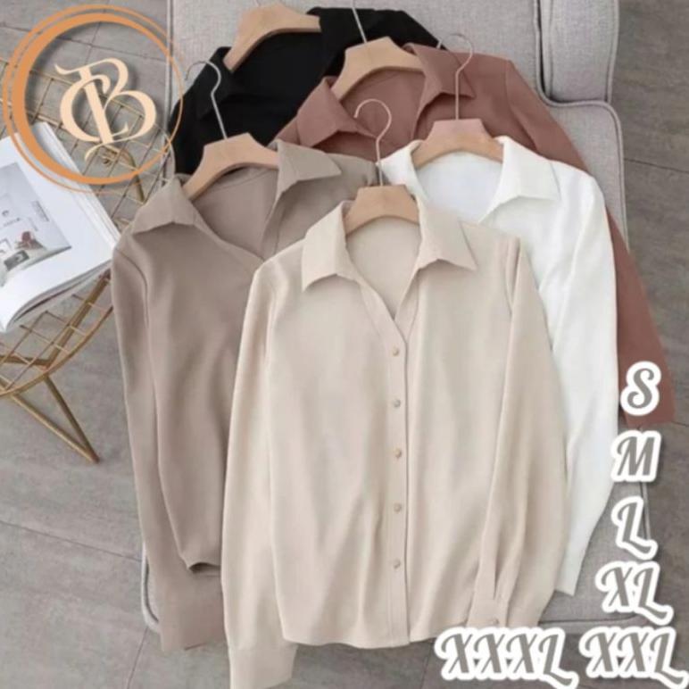 premium kemeja polos shakila twill katun wanita / kemeja kerja wanita kantor