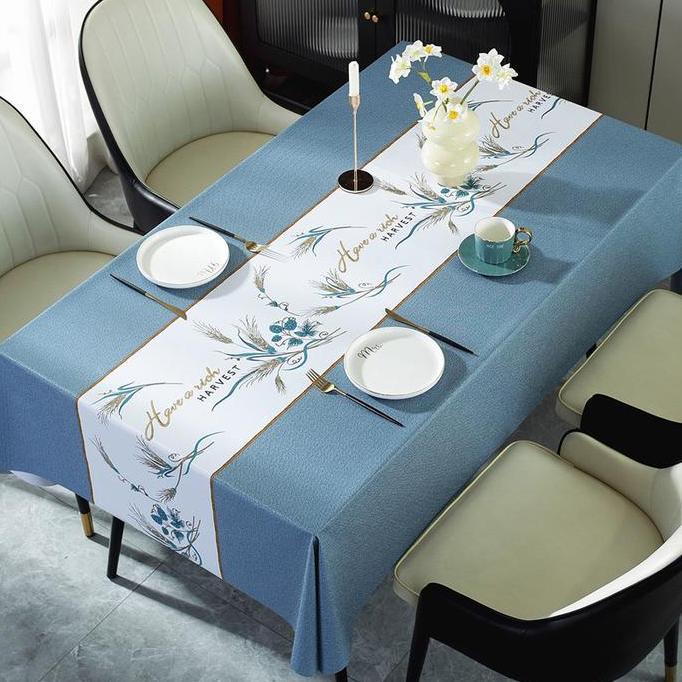 Decor- Taplak Meja Pvc Model Terbaru Desain Persegi Panjang Elegan & Mewah, Anti Air, Anti Noda, Tah