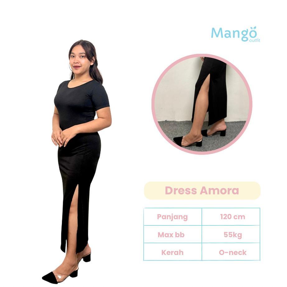 BIG SALE MANGO - Long dress hitam | dress hitam polos | dress wanita bahan kaos