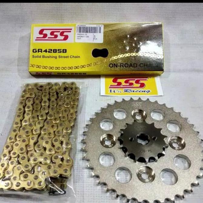 Gear Set SSS 428 Kharisma / Supra X 125 / Supra Fit New / Blade Rantai 428SB Gold