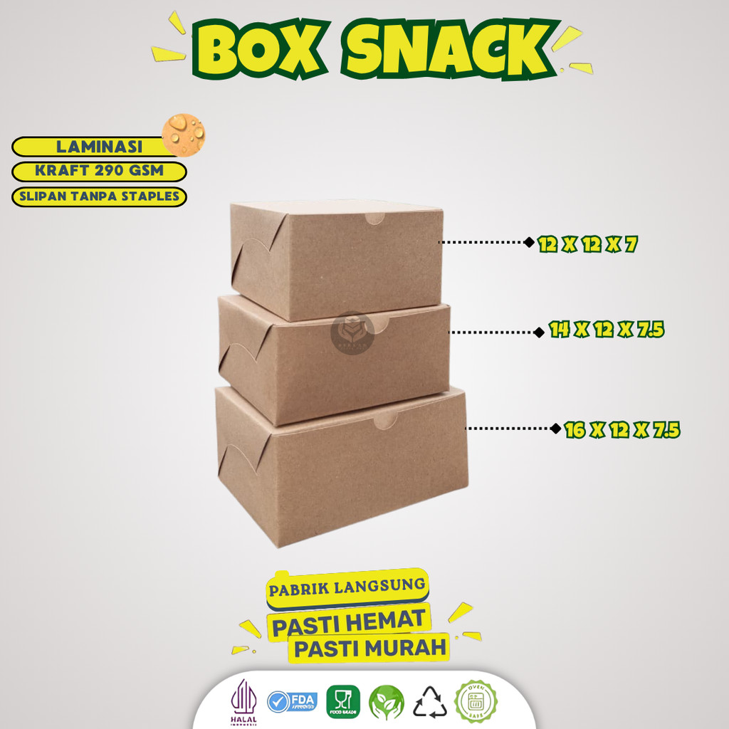 Snack Box 12x16 / Dus Kue 16x12 / Kotak Kue / Dus Kue / Dus Snack 12x16 Laminasi / B2K2