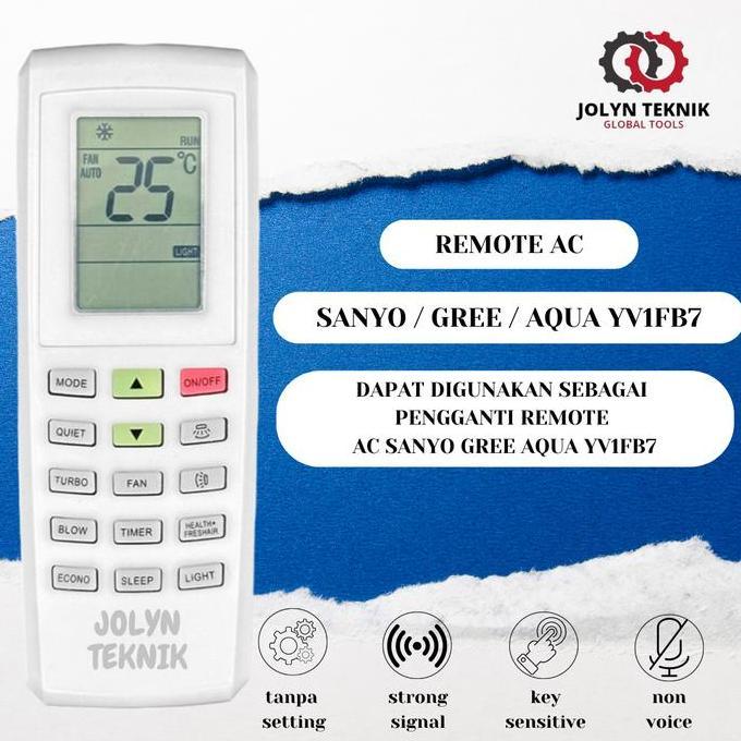 TERLARIS REMOTE AC GREE PUTIH UNIVERSAL (GREE,SHA,SANYO,AQUA) LANGSUNG PAKAI