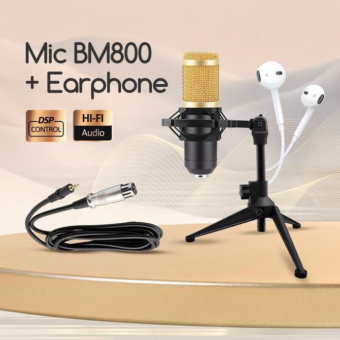 Bonkyo Mic Bm800 Pro Kondensor Profesional 3.5Mm Dengan Headset & Stand Untuk Rekaman Studio Dan Mus