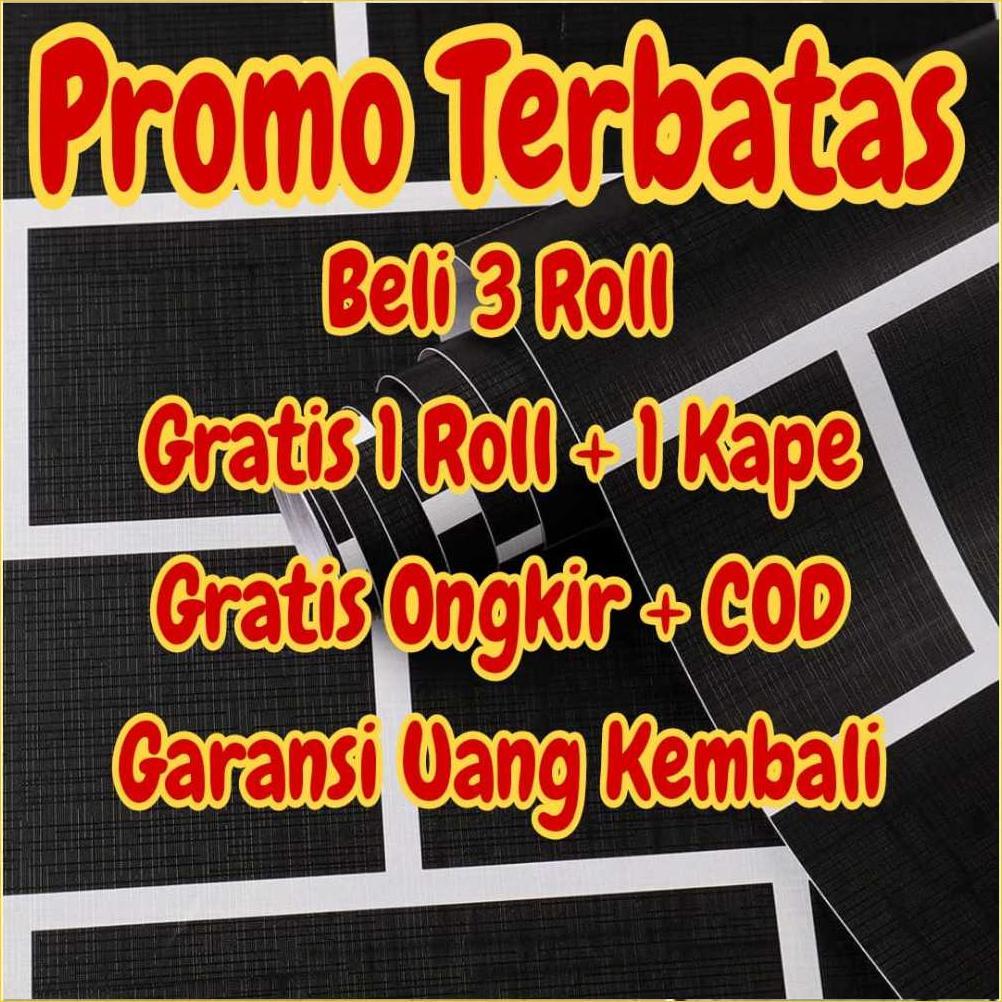 (BELI 3 ROLL GRATIS 1 ROLL + GRATIS 1 KAPE) WALLPAPER DINDING BATU BATA HITAM BATU BATA PUTIH BATU B