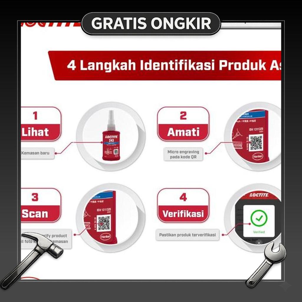 Henkel Loctite 243 Threadlocker Lem Baut - 50 Ml