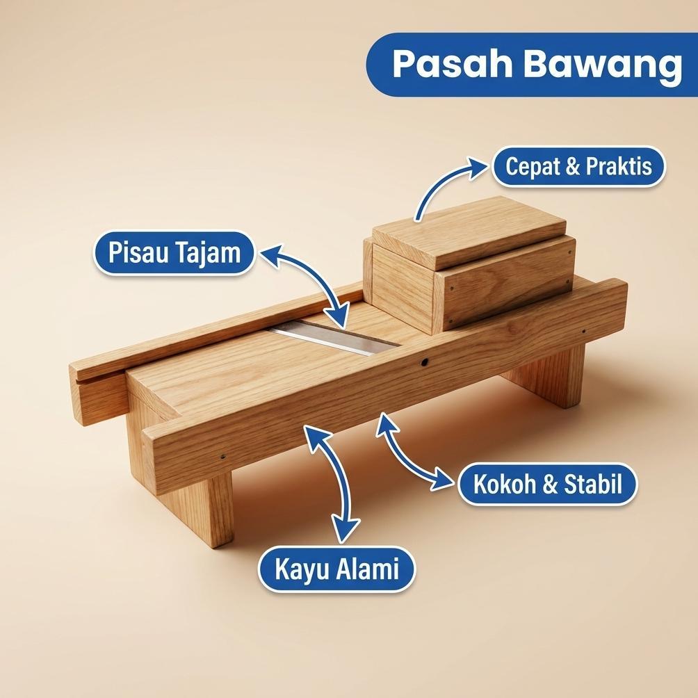 Diskon Besar Alat Pengiris Bawang Kayu Jati - Aman, Cepat, Serbaguna Presisi