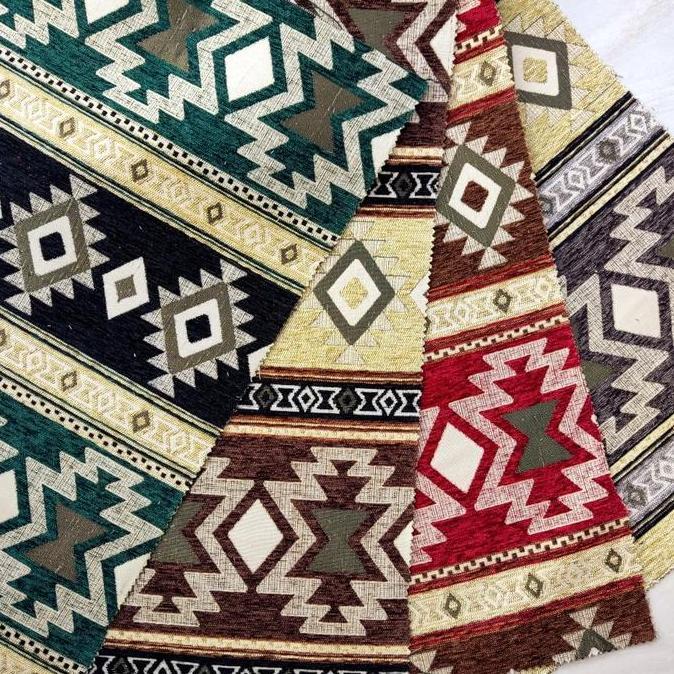 Lengkappoll- Bahan Kain Chenille Meubel Sofa Lesehan / Jok / Kursi Motif Arab Salur Klasik - Ethnic 