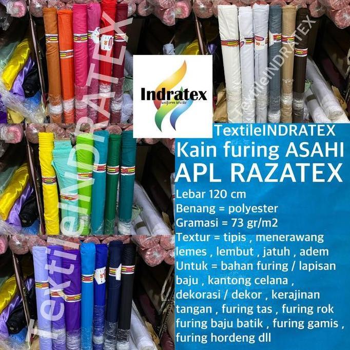 Lengkappoll- ( Per 1 Roll ) Kain Furing Asahi Apl Razatex Gulung Gulungan Lebar 10 Cm Bahan Furing L