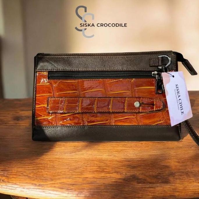 Clutch Pria Sc Siska Crocodile - Clutch Handbag Kulit Pria Tas Tangan Pria Handbag Kekinian Kulit As