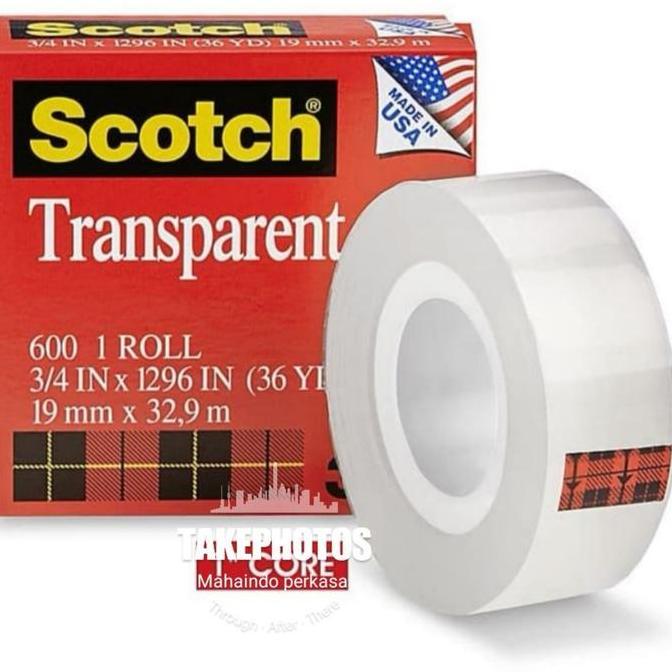 Lengkapdisini- 3M Scotch Transparent Tape 600 / Isolasi Bening Kantor Dispenser