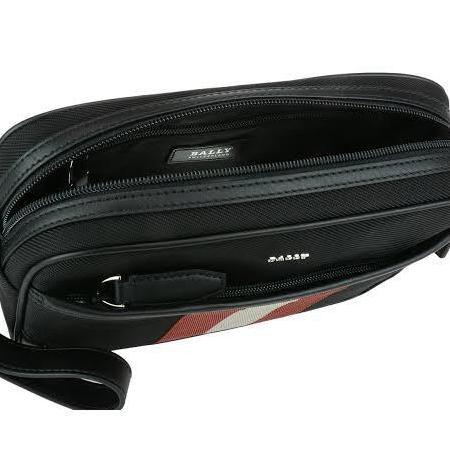 Tas Pria [Authentic 100%] Tas Bally Men Caliros Clutch Bag Black Stripes