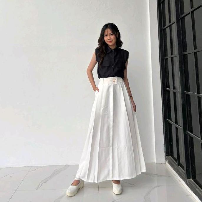 TAMPIL MODIS  Rok Panjang Wanita - Rempel A Line Maxi - Rok Kerja Wanita - Rok Anti Kusut TAMPIL MOD