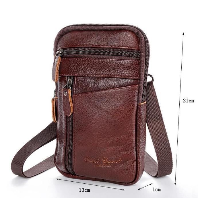Tas Selempang Pria Tas Slempang Mini Kulit Asli/Tas Hp/Tas Pinggang