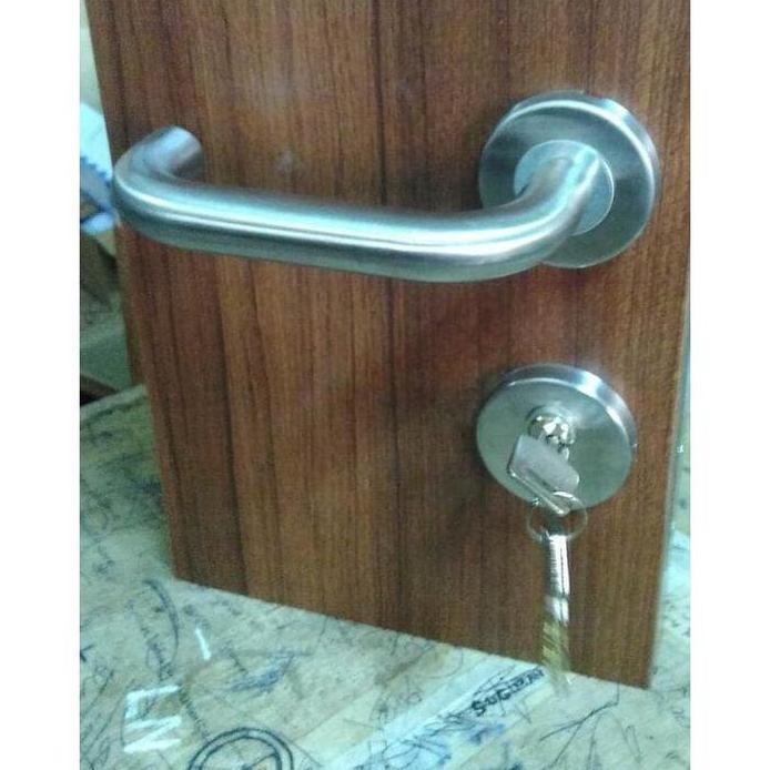 Set Kunci Pintu Kayu Komplit Handle + Lockcase + Kunci Silinder Kayu