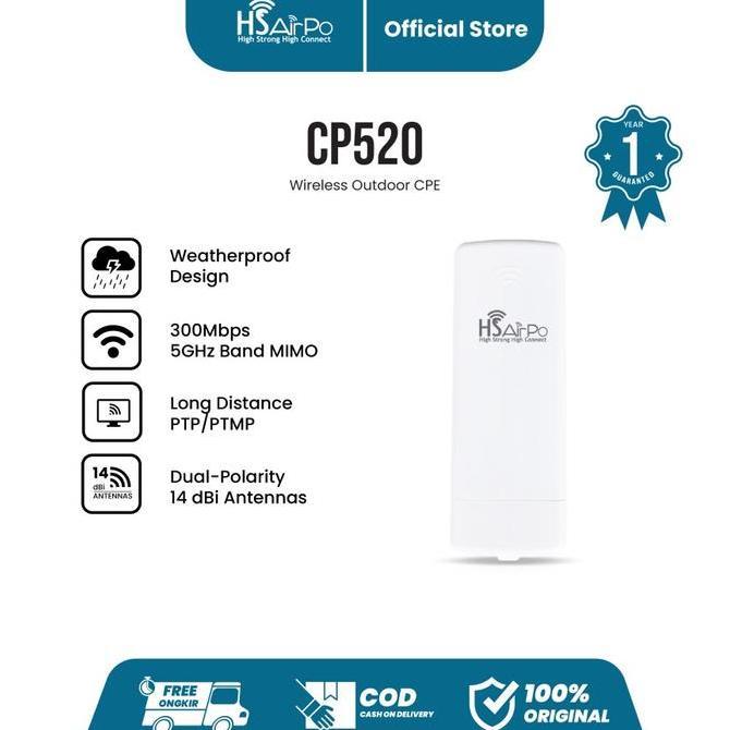 TERBARU - HS AIRPO CP520 - 300Mbps 5.8GHz Wireless Outdoor CPE