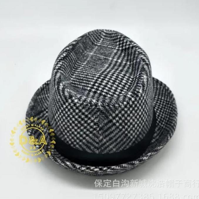 Topi Pria Topi Fedora Woll Musim Dingin Klasik Jazz