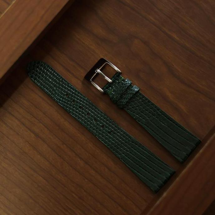 Custom Lizard Leather Watch strap - Emerald Green