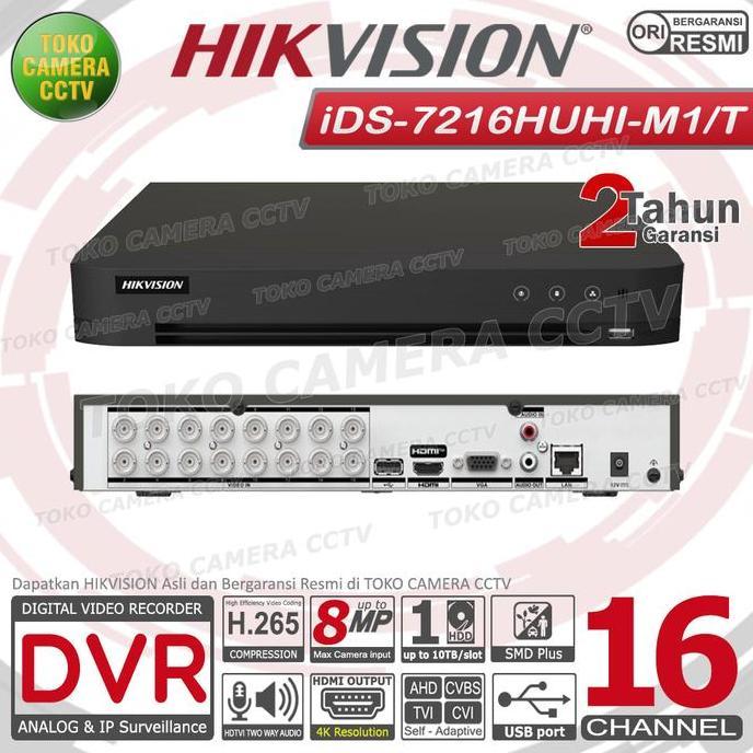 TERLARIS DVR HIKVISION 16 CHANNEL IDS-7216HUHI-M1/T DVR 16CH 5MP 8MP