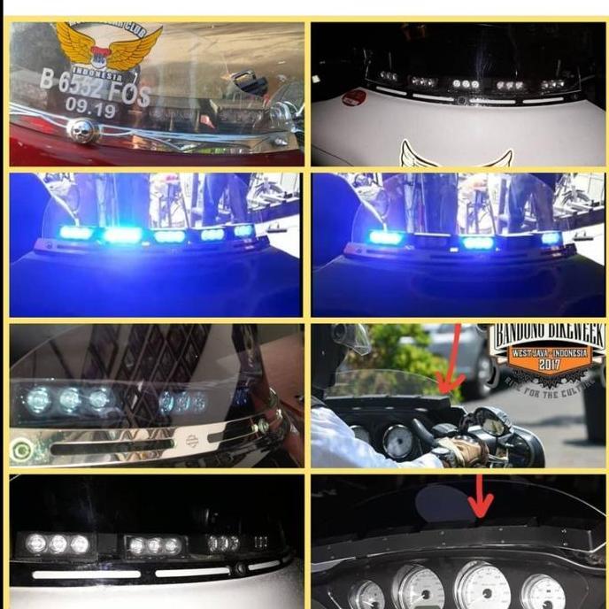 New LAMPU Strobo Winshield u Harley MOGE BMW RE GOLDWING Indian LED