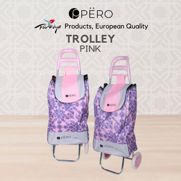 Pero Trolley Bag Tas Troli Belanja Roda With Handle Large Capacity Wanita 2 Roda Besi Penyangga Ukur