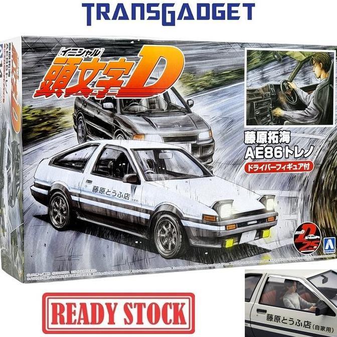 AOSHIMA Plamo Initial D Takumi Fujiwara AE86 Toyota Trueno Project-D Version with Driver Figure 1/24