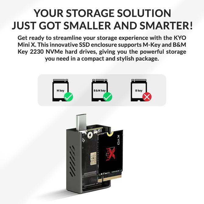 Four- Kyo Mini X 10Gbps Portable Ssd Enclosure With Active Cooling Fan M.2 Nvme 2230 For Iphone Lapt