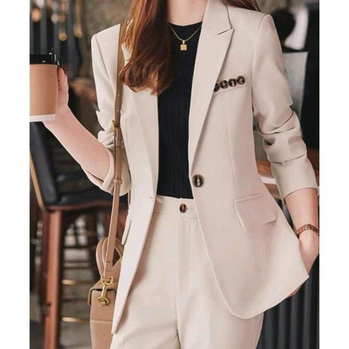 HEMAT LUAR BIASA Setelan Blazer Kerja Wanita Model Terbaru/One Set Blazer Wanita Celana Kantor/Setel