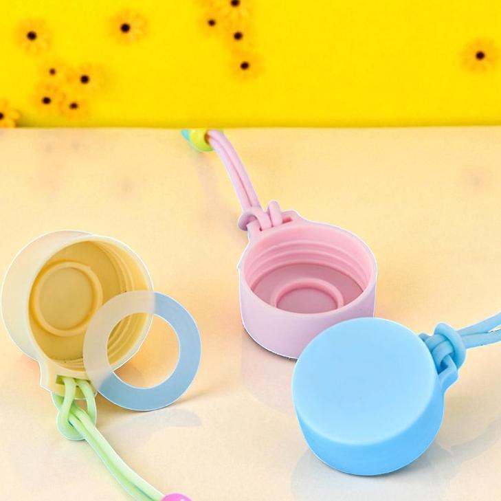 HOT SALE Tumbler Botol Kaca Lapis Plastik Warna Aesthetic Manik Korea Macaron Pastel Tali Gandul 400