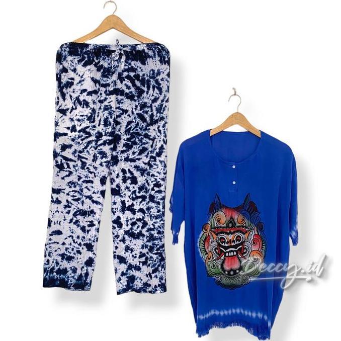 BEST SELLER !! Deccy.id - Setelan One Set Celana Panjang wanita Motif Barong Bali Polos Tie dye BEST