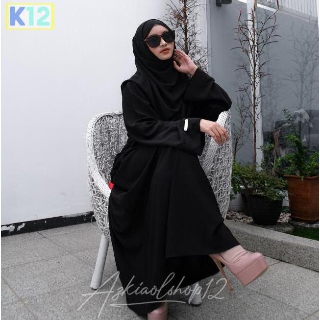 Abaya Muslimah Wanita Arab Umroh Hitam Lembut Gamis Basic Jubah Syari Dress