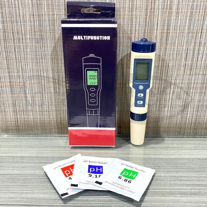 Varahbelva - 5-IN-1 PENGUKUR TDS pH SALT EC TEMPERATURE METER SALINITY ALAT UKUR KADAR ASAM BASA SAL